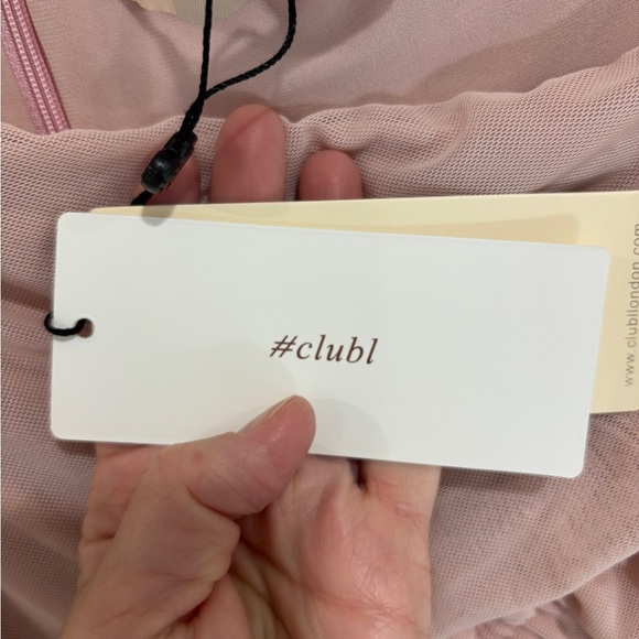 NEW! CLUB L LONDON Blush Pink Maternity Asymmetric Ruched Maxi Dress US 10/UK 14 - Picture 13 of 15